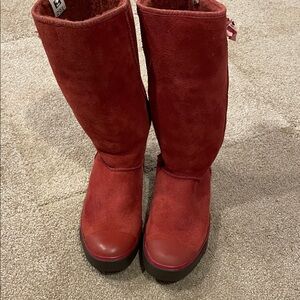 UGG Cherry Red Suede Winter Boots